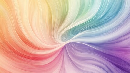 Obraz premium Swirling rainbow color lines moving across a pastel background, forming a dynamic and dreamy visual pattern