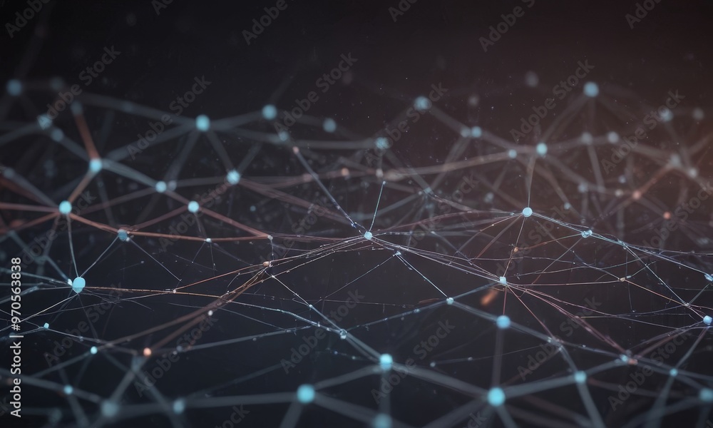 Aufkleber The image presents a complex network of interconnected lines and dots, creating a visually striking abstract pattern. The lines and dots vary in size and color, with