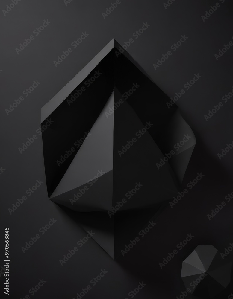 Aufkleber A geometric black and white composition featuring a large, triangular shape with a smaller, triangular shape to its right, set against a dark background.