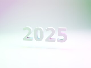 グラデーションがふんわりきれいな2025の3D文字