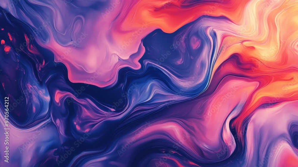 Poster develop an abstract background that mimics the fluid art technique, with swirling colors and organic