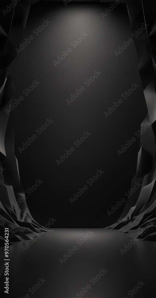 Leinwandbilder a dark, empty room with a curved wall on either side, creating a sense of depth and perspective.