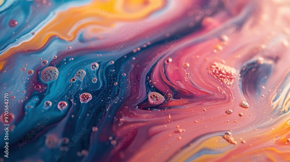 Poster develop an abstract background that mimics the fluid art technique, with swirling colors and organic
