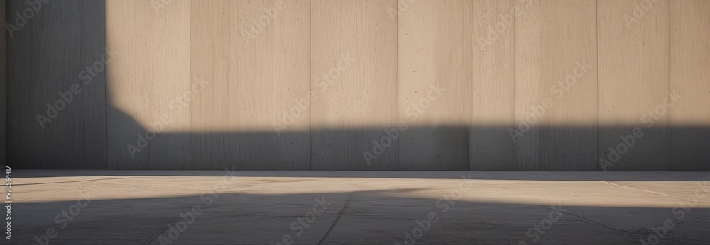 Poster a concrete wall with a shadow cast on it, suggesting the presence of a person or object on the right side.