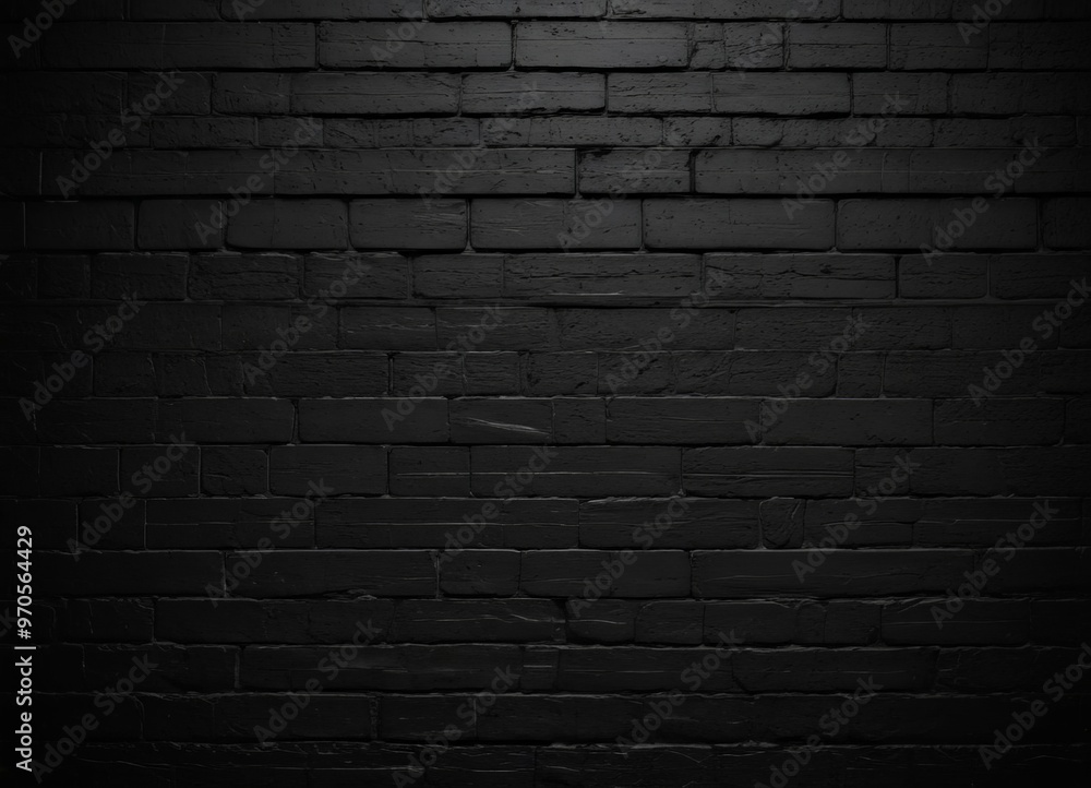Poster A dark, textured brick wall with a uniform pattern of rectangular bricks, creating a sense of depth and texture.