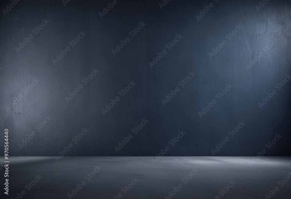Leinwandbilder A dark, empty room with a concrete floor and a single light source on the right side, creating a dramatic and moody atmosphere.