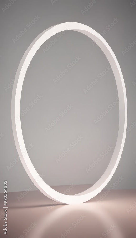 Aufkleber a white, circular light fixture casts a shadow on a pink surface, creating a minimalist and abstract
