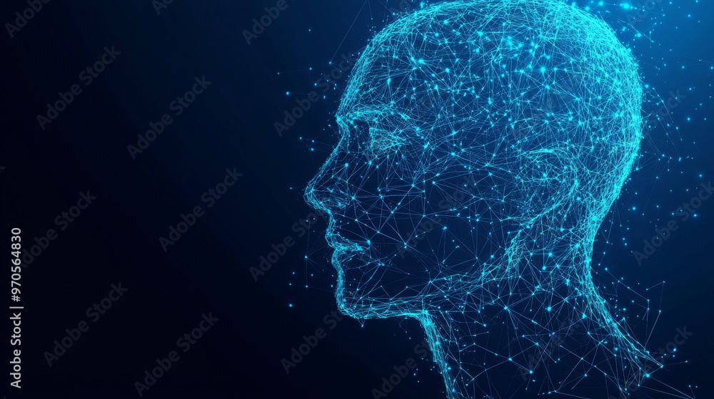 Poster lines linking thinkers represent the idea behind artificial intelligence.low poly vector illustratio