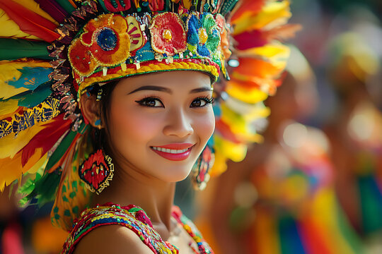 Kadayawan Festival, woman wearing traditional cultural  beautiful costumes