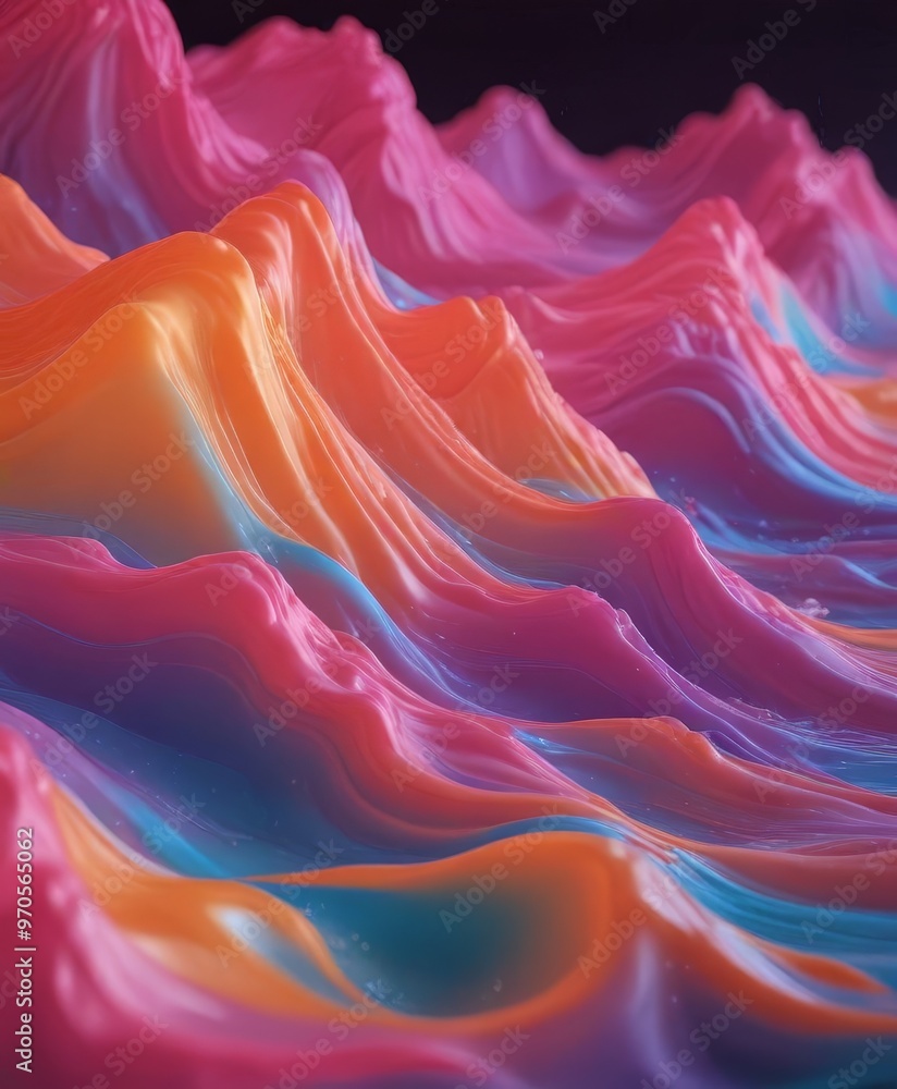 Aufkleber the image is a digital illustration of a wave-like pattern composed of vibrant colors, including sha