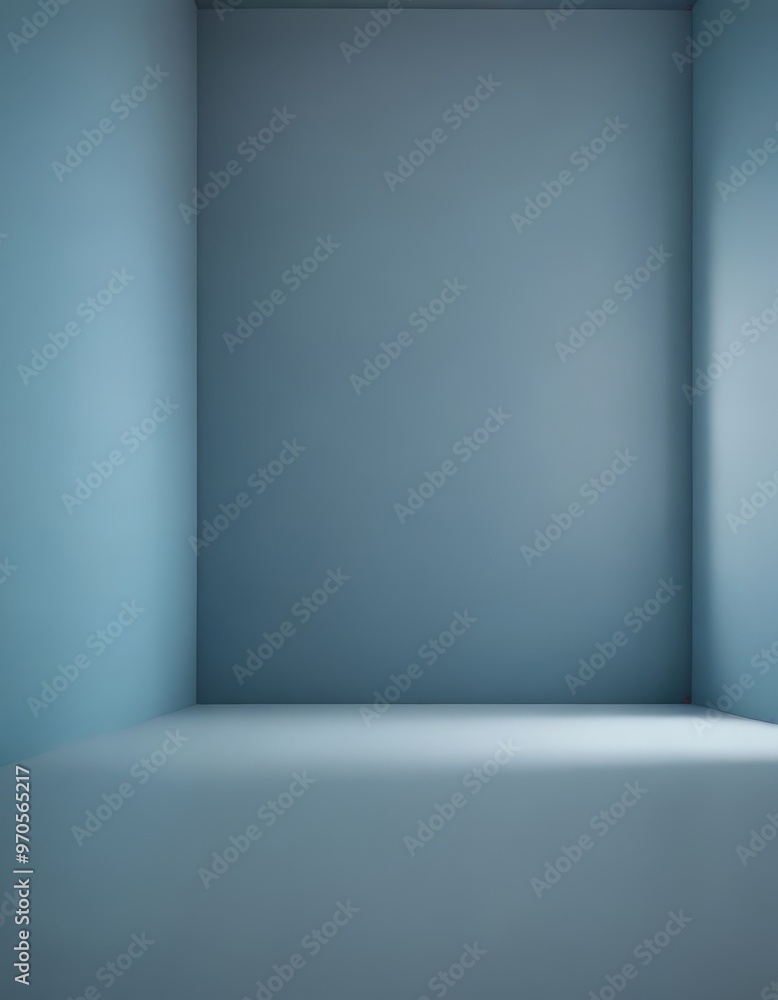 Aufkleber An empty room with a gray wall and a white floor, illuminated by a single light source on the right side.