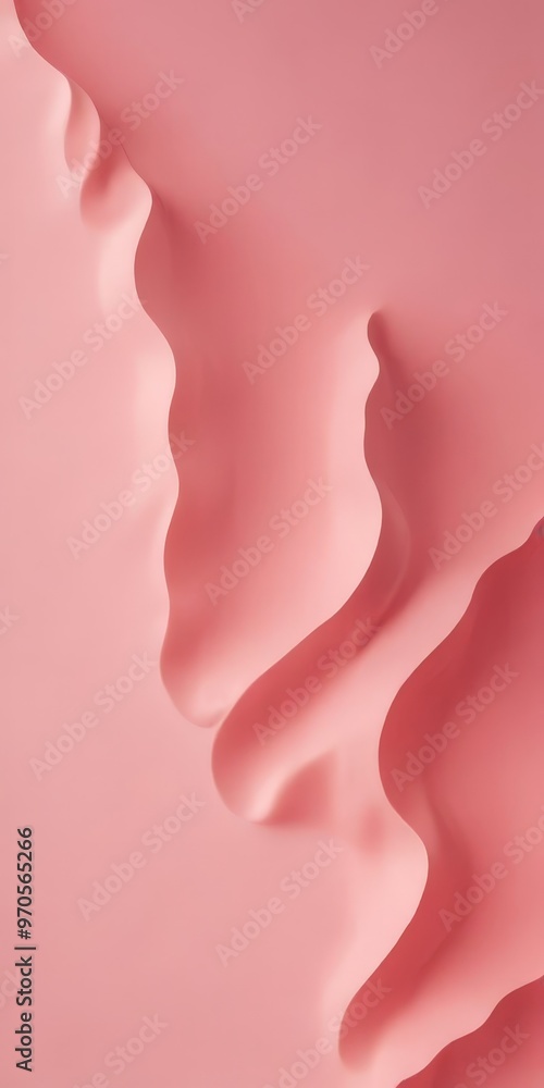 Poster Abstract image of pink and white hues, featuring wavy lines and a subtle gradient effect.