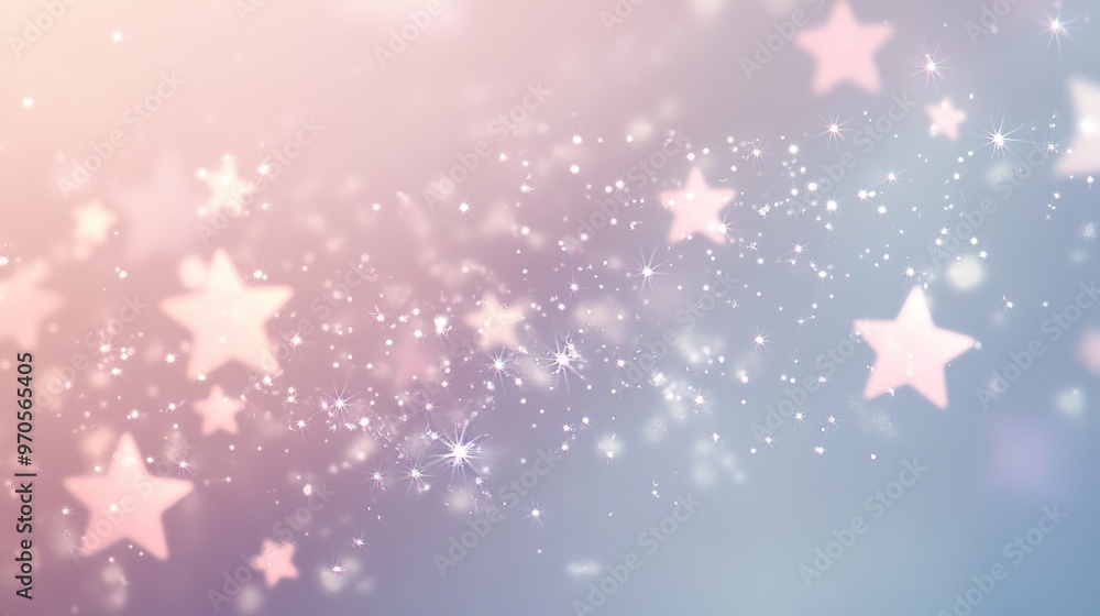 Poster tiny stars twinkling gently across a dynamic pastel-light grey background, creating a delicate and m