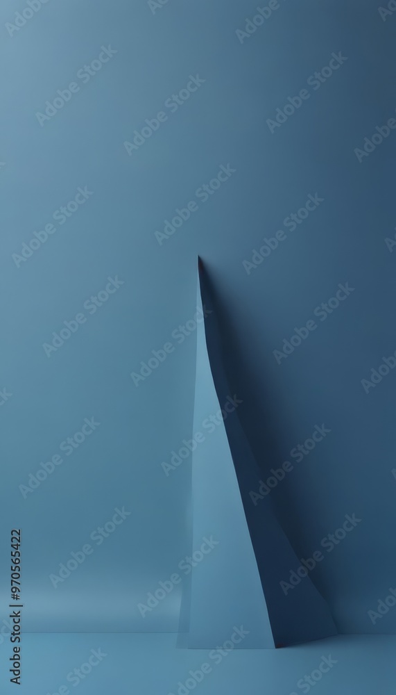 Poster A minimalist geometric composition featuring a triangular prism against a solid blue background.