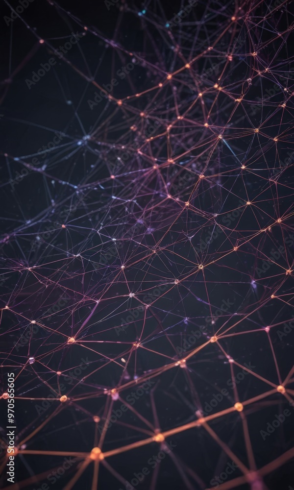 Aufkleber The image is a digital illustration of a complex network of interconnected lines and dots, creating a visually striking abstract pattern.