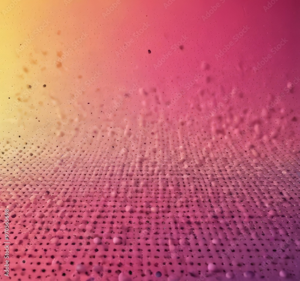 Aufkleber a close-up view of a textured surface with a gradient of colors, featuring a pattern of small dots or spheres in shades of pink, orange, and yellow.