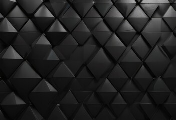 A 3D of a black geometric pattern composed of numerous triangular shapes arranged in a repeating pattern.