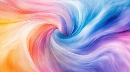 Vibrant rainbow-colored swirls flowing dynamically on a soft pastel background, creating a dreamy and energetic look