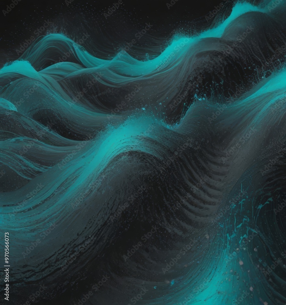 Aufkleber a wave-like pattern with a dark blue-green hue, creating a sense of movement and fluidity. The wave appears to be composed of small particles or specks, adding a sense of