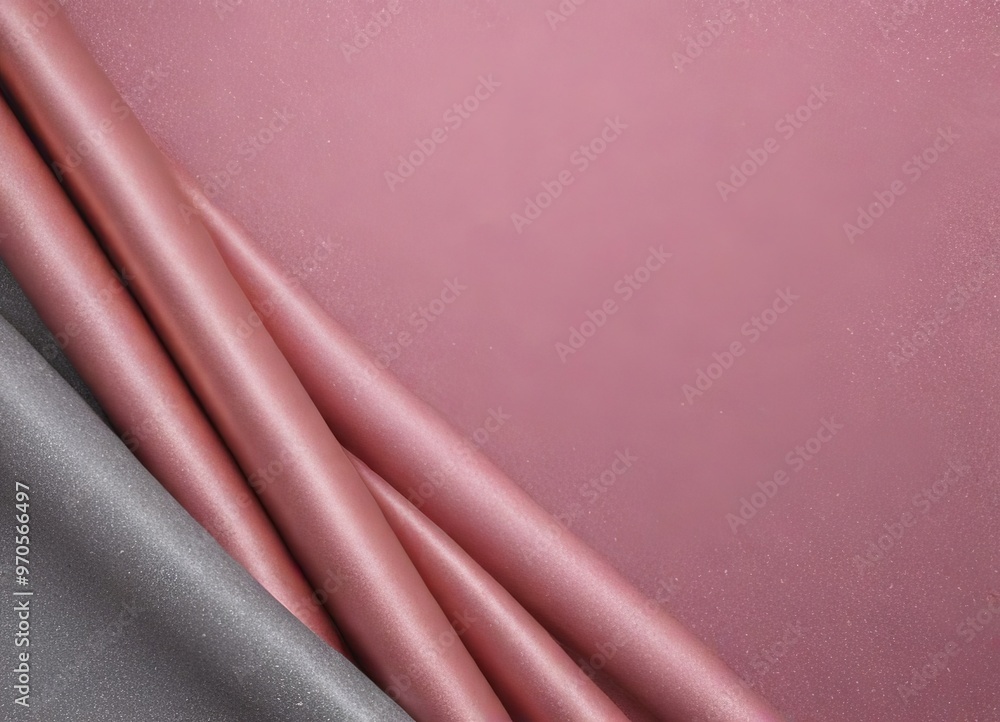 Aufkleber three parallel pink fabric rolls, with the leftmost roll slightly overlapping the middle roll and the rightmost roll slightly overlapping the leftmost roll. The background is