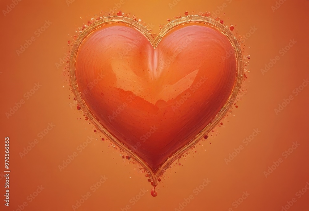 Aufkleber a heart-shaped object with a glossy, reflective surface and a metallic border, set against a vibrant