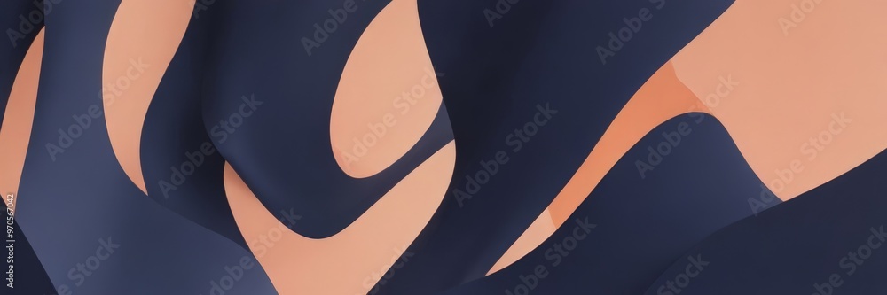 Fototapete abstract shapes and patterns in shades of blue and peach, creating a dynamic and visually striking composition.