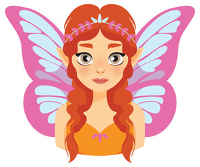 Whimsical Fairy with Pink Wings