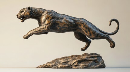Obraz premium Illustrate a bronze sculpture of a majestic animal in mid-motion
