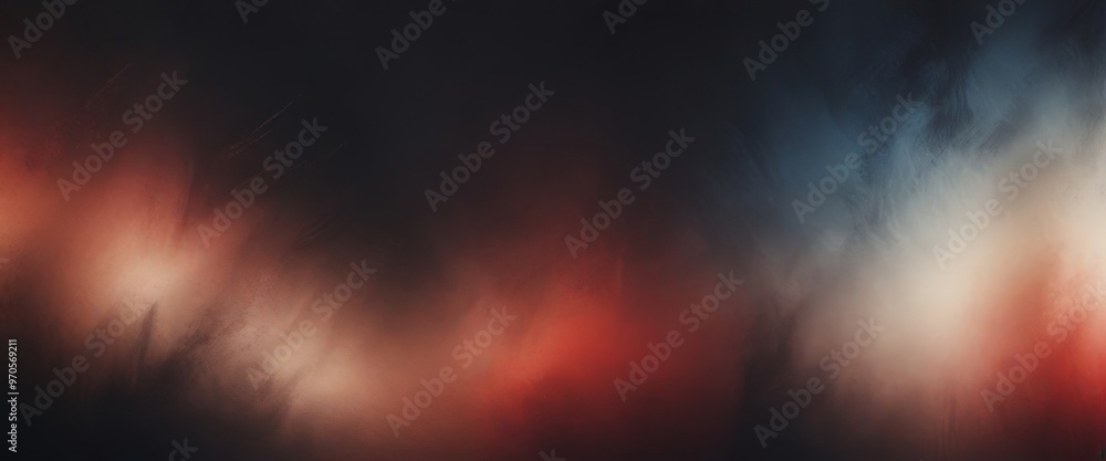 Aufkleber The image is a blurred, abstract representation of a dark, cloudy sky, with a gradient of colors transitioning from red to blue.
