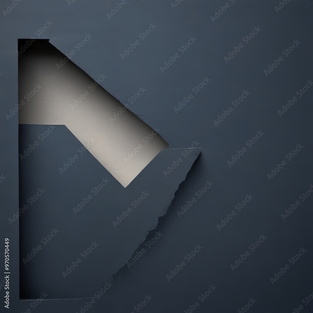 Aufkleber a dark blue background with a white paper cutout in the top left corner, creating a geometric shape.