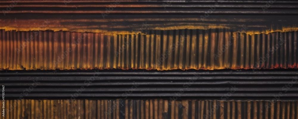 Aufkleber a close-up view of a corrugated metal surface with a textured pattern of vertical lines and horizontal lines, creating a sense of depth and dimension.