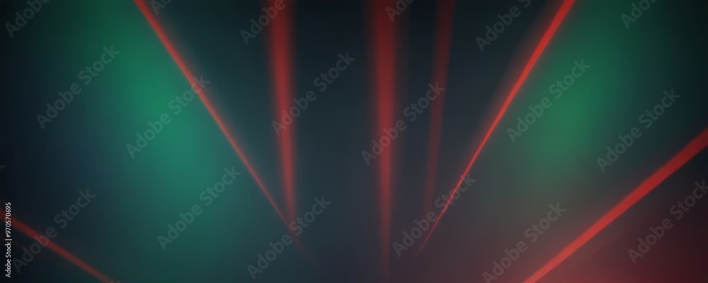 Aufkleber a dark background with red and green laser beams radiating outwards, creating a dynamic and visually striking effect.
