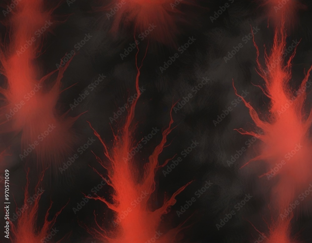 Poster a dark background with red and orange streaks or splashes of color, creating a dynamic and energetic visual effect.