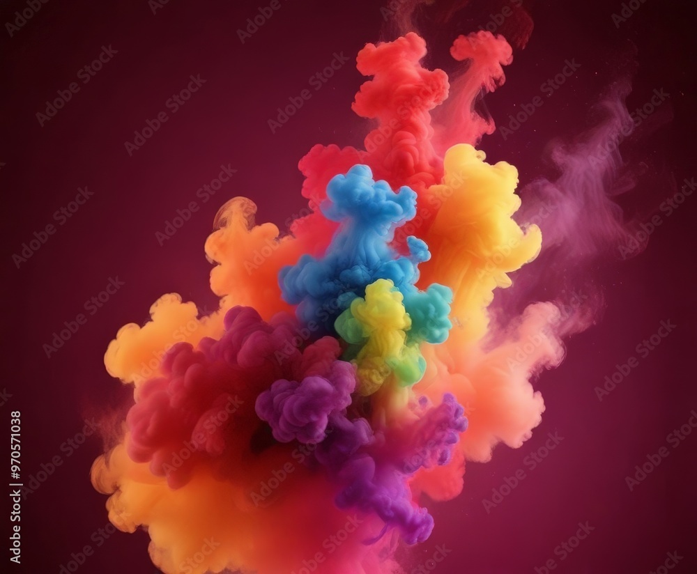 Aufkleber a vibrant explosion of colorful smoke fills the frame, creating a dynamic and visually striking scen