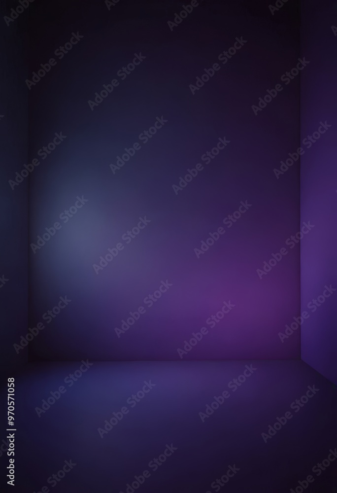 Aufkleber An empty room with a purple and blue gradient background, featuring a single light source on the left side.