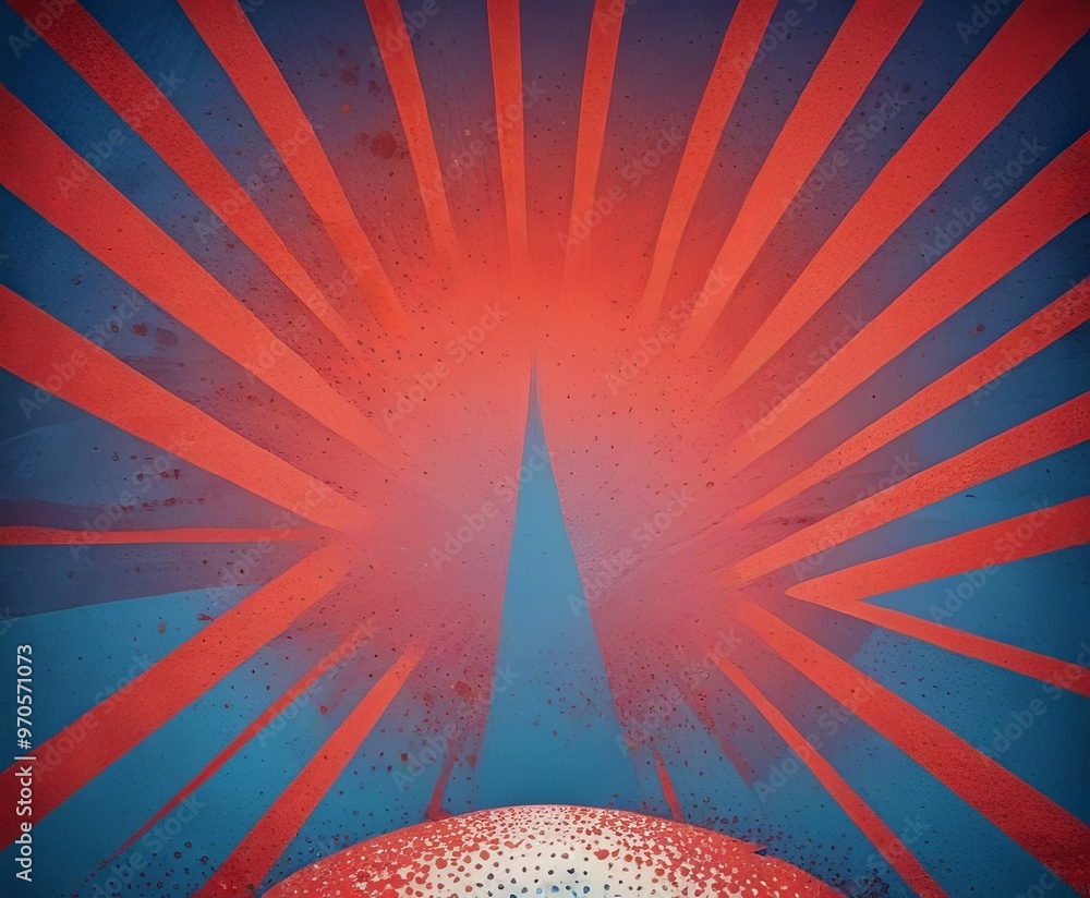 Fototapete a vibrant abstract design with red and blue rays radiating outwards from a central point, creating a dynamic and energetic visual effect.