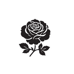 Rose vector design. Rose logo with leaf. Rose vector illustration isolated on white background.