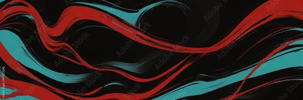Aufkleber a striking abstract composition of swirling lines in red, blue, and black, creating a dynamic and visually captivating effect.