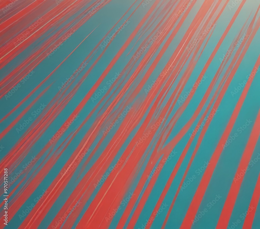 Poster a diagonal pattern of red and blue stripes, creating a sense of movement and energy.