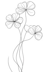 Continuous one line drawing of four leaf clovers. Isolated on white background vector illustration. Pro vector, Clover four-leaf in Continuous one line art