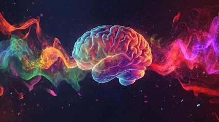 Obraz premium dynamic scene where brain waves interact with musical rhythms