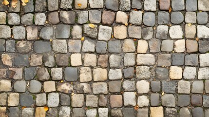 Pedestrian path with small square stones. Background 