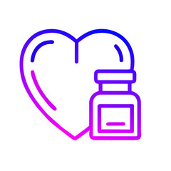 Obraz premium A heart icon combined with a pulse line and a pill jar symbol. Vector icon