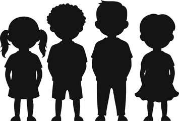 black children vector illustration silhouette, Print