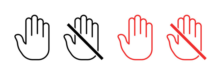 No touching set icons. Flat and linear style. Vector icons.