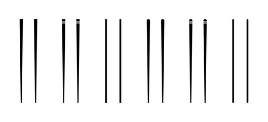Chopsticks set icons. Silhouette style. Vector icons.