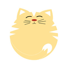 Vector funny round cat for logo and greeting cards on white background