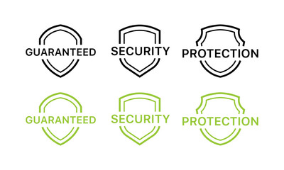Protection set icons. Shield icons. Flat and linear style. Vector icons.