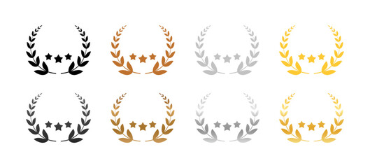 Rank set icons. Wreath icons. Flat and silhouette style. Vector icons.