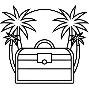 black suitcase palm trees beach scene clip art preview